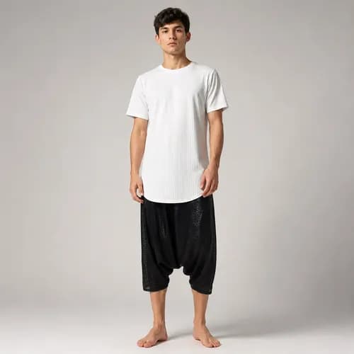 Remera Lisa Blanca Franja Espalda Piel Serpiente Negra